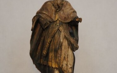 Sculpture, Saint Macharius of Antioch - 57.5 cm - Wood - XVIII / XIX century