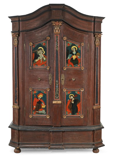 A Rare Rustic Cabinet with Reverse Glass Painting