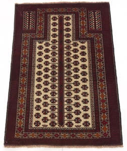 Semi-Antique Fine Hand-Knotted Balouch Prayer Carpet