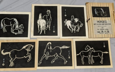 Set 6 Sonan Noda Six Aspects of Horses Woodblock Prints