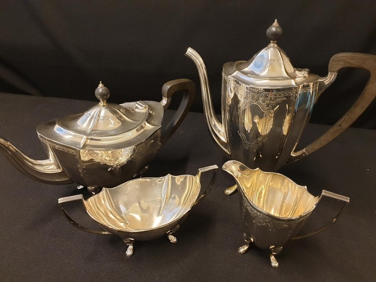 Silver 4 piece tea and coffee set consisting silver tea and ...
