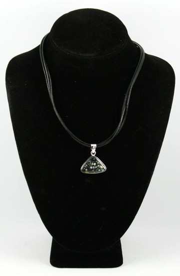 Silver Reversible Stone Triangle Pendant Necklace