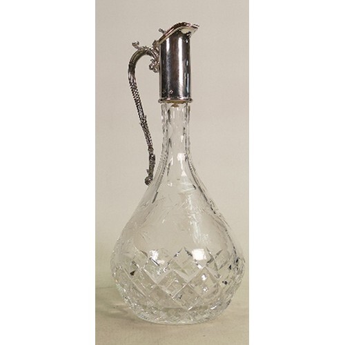 Silver mounted crystal wine decanter / claret jug: Birmingha...