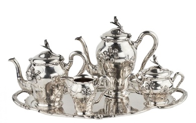 Silver tea and coffee service in Art Nouveau style. Bruckmann....