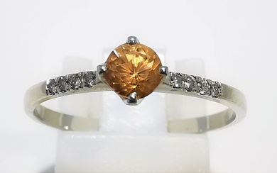 Sin Precio de Reserva - 14 kt. White gold - Ring - 0.18 ct Sapphire - Diamonds
