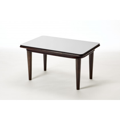 Solid wood coffee table with black opaline top. Italy, 1930s/1940s. (79x42.5x53 cm.) (slight defects)