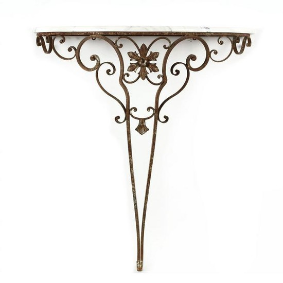 Spanish Style Iron and Marble Console Table