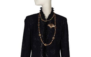 St. John Jacket, Two Necklaces, Ear Clips, and Brooch