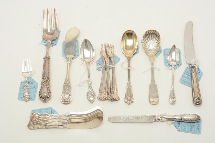 Sterling silver utensils and serving pieces. Includes