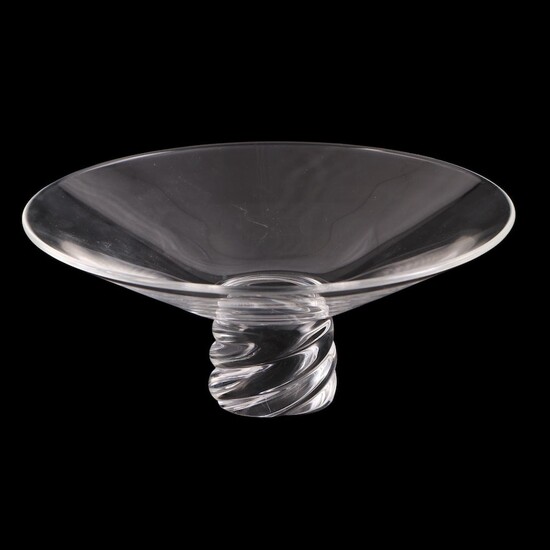 Steuben Art Glass Spiral Base Footed Bowl, Mid to Late 20th Century