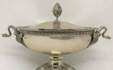 Sugar bowl, Superb Sugar Bowl with Bird Shaped Socket - .800 silver - Pampaloni - Italy - mid 20th century