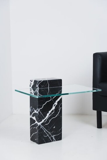 TM DESIGN - Coffee Table Marble Black Marquinia - Side table in Black Marquinia marble