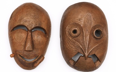 TNorth-America, two wooden American Indian masks in the Northwest Coast style.