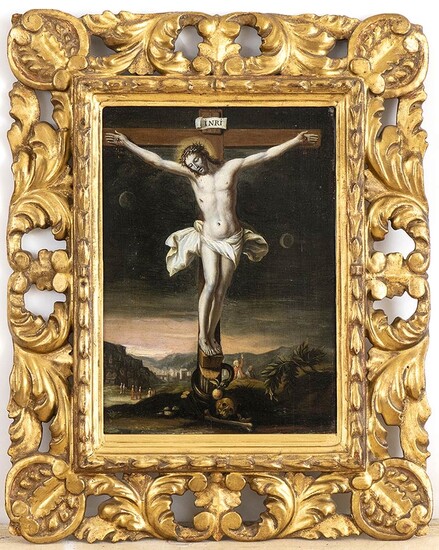 TUSCAN SCHOOL, LATE 16th CENTURY Christ crucifixed Oil on...