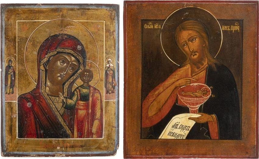 TWO ICONS SHOWING THE KAZANSKAYA MOTHER OF GOD AND ST. JOHN