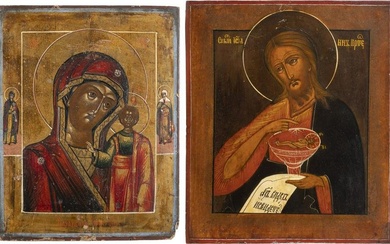 TWO ICONS SHOWING THE KAZANSKAYA MOTHER OF GOD AND ST. JOHN