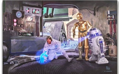 Thomas Kinkade Star Wars CALL FOR HELP Canvas Art w/COA