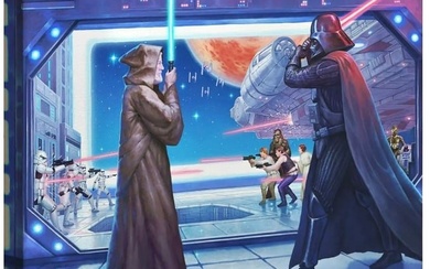Thomas Kinkade Star Wars Darth Vader vs Obi-Wan Kenobi Canvas Art w/COA