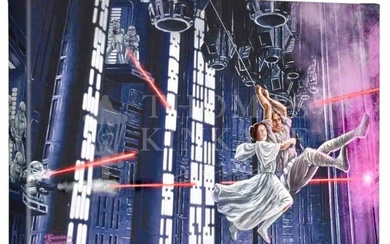 Thomas Kinkade Star Wars LEIA and SKYWALKER Canvas Art w/COA