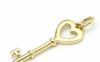 Tiffany Heart Key Yellow Gold (18K) No Stone Men Women Fashion Pendant Necklace (Gold)