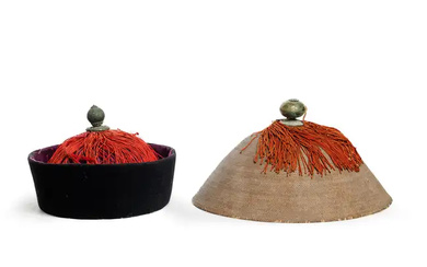 Two Chinese winter and summer hats of official Qing dynasty, 19th century...