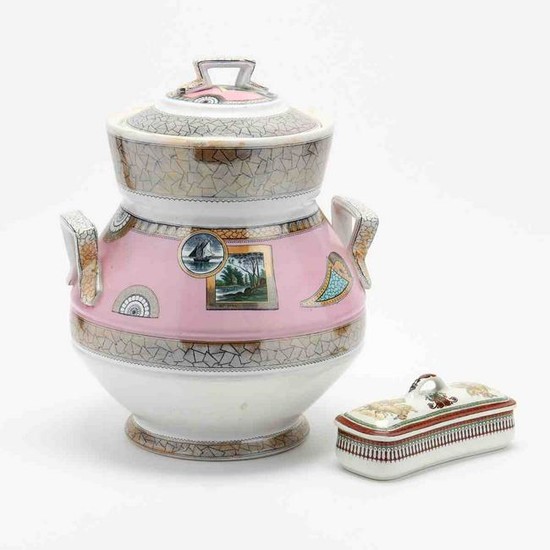 Two Pieces of Antique English Transferware Porcelain
