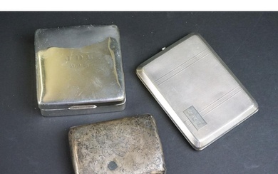 Two silver cigarette cases, comprising a late Victorian exam...