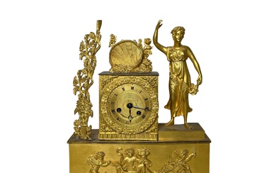 Un orologio a pendolo in bronzo dorato al mercurio dorato periodo Impero...