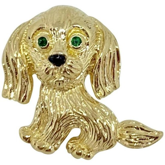 Van Cleef & Arpels 18K Yellow Gold Emerald Onyx Terrier