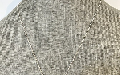 Vintage Sterling Silver gemstone pendant Necklace sz 23"