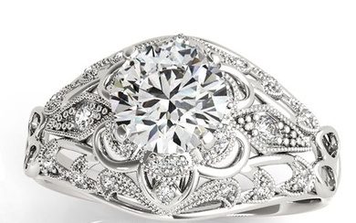 Vintage Style Art Deco Diamond Engagement Ring Setting 14k White Gold 1.20ctw