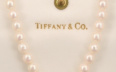 Vintage Tiffany & Co. 14K Pearl Necklace with Pearl Fold