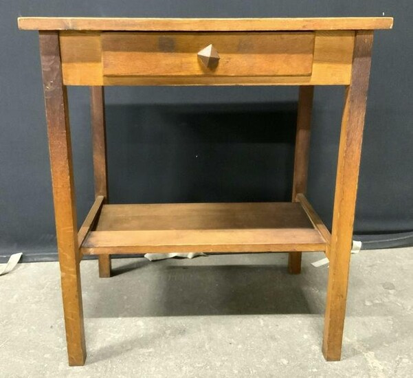 Vintage Wooden End Table W Drawer