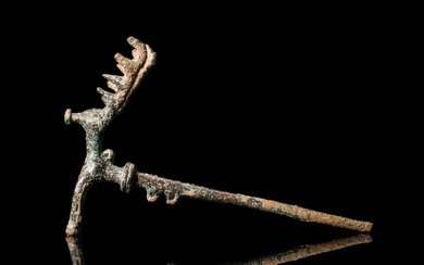 WESTERN ASIATIC BRONZE PIN WITH A STAG