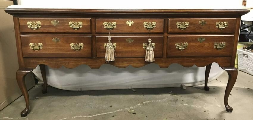 W&J SLOANE Marble Top Carved Wooden Buffet