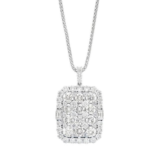 White Gold and Diamond Pendant with Chain Necklace