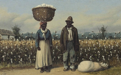 William Aiken Walker (1838-1921), Man and Woman with Cotton Basket on Her Head