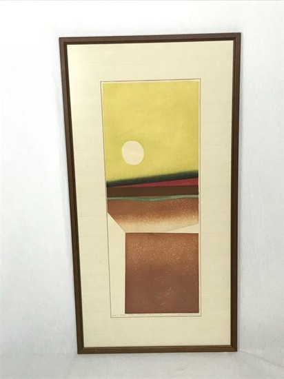 Woodblock Print, White Sphere Desert, Original by Ansei