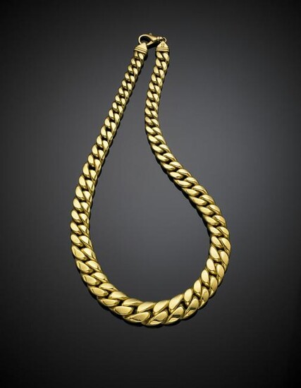 Yellow gold graduated groumette chain necklace, g 56.70