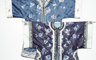 iGavel Auctions: Two Chinese Embroidered Dark Blue Silk Women s Robes, late Qing Dynasty ASW1