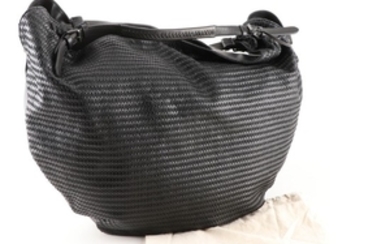 Gianni Segatta Oversized Black Leather Hobo Bag