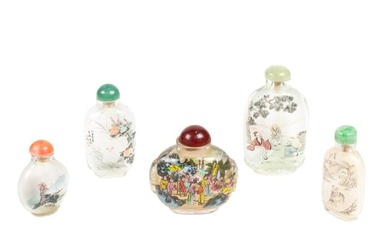 (lot of 5)Chinese inside-painted glass snuff bottles