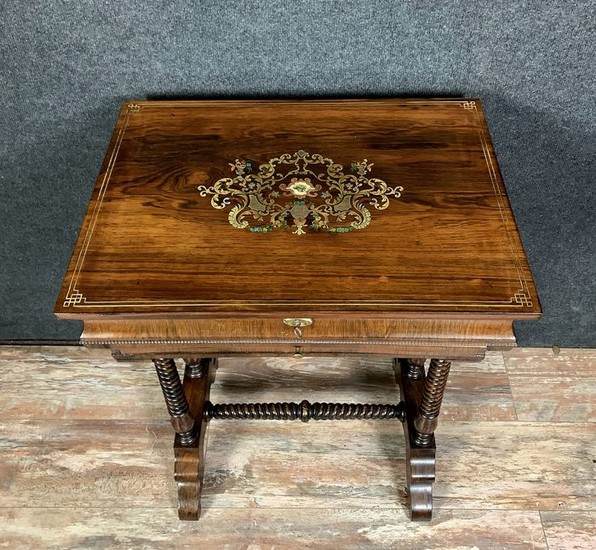 table in rosewood and brass marquetry inlaid - Wood - mid 19th century