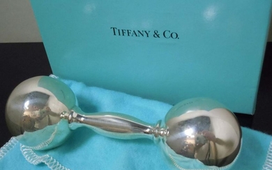 TIFFANY STERLING SILVER BARBELL DUMBELL BABY RATTLE TOY