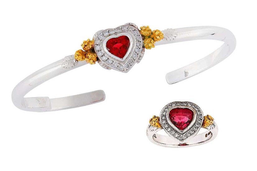 A 'Strawberry Tryst' cuff and ring suite, by Theo...