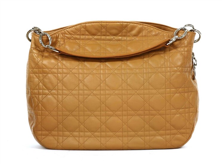 A Christian Dior tan cannage quilted lambskin leather shoulder tote handbag
