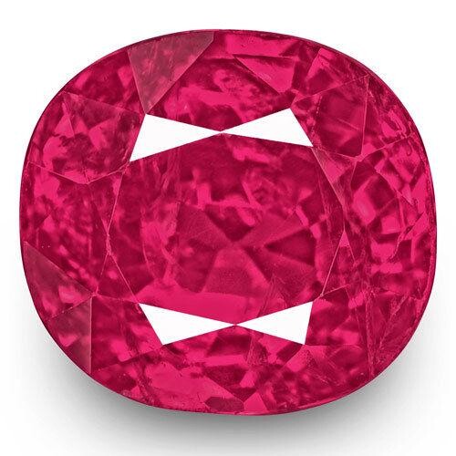 1.75-Carat Unheated Bright Pinkish Red Cushion-Cut Ruby