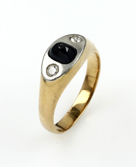 18 kt gold ring with sapphire and...