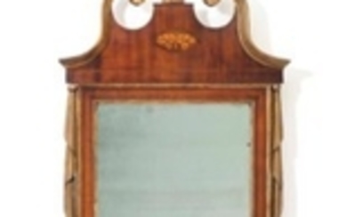 A CHIPPENDALE INLAID MAHOGANY AND PARCEL-GILT LOOKING GLASS, BOSTON, 1760-1780