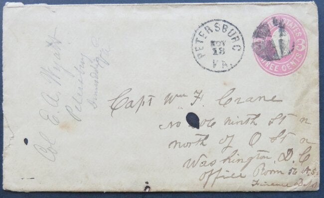1860s postal, Petersburg Virginia Civil War Cover